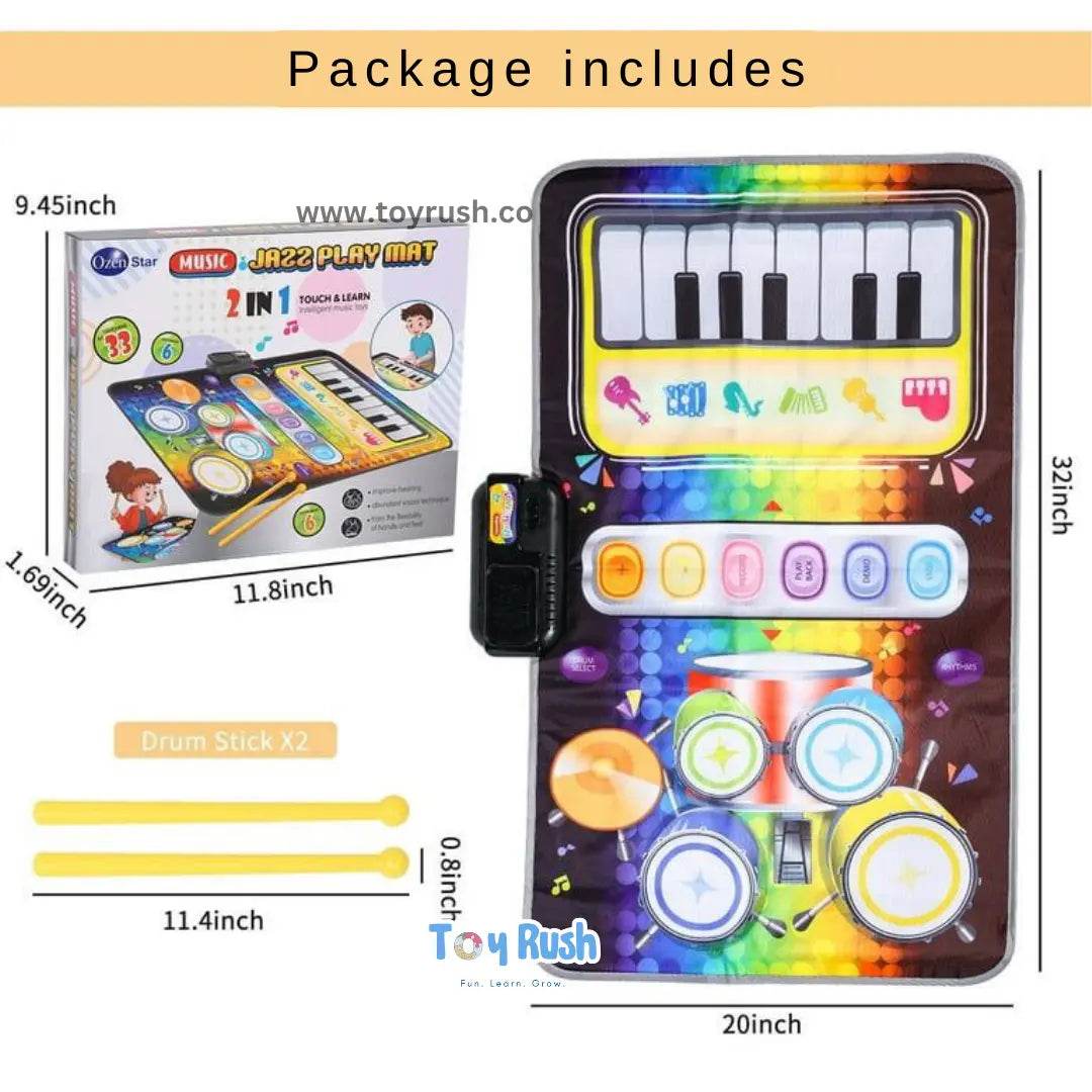 2 in 1 Musical Playmat with Drums & Piano - Toy Rush
