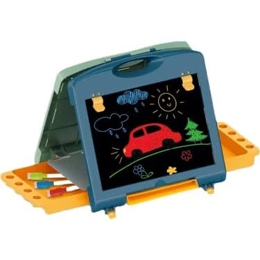 2-in-1 Drawing Board for Kids | Double-Sided Whiteboard & Blackboard | Sketch Pens, Chalk, Duster, Games