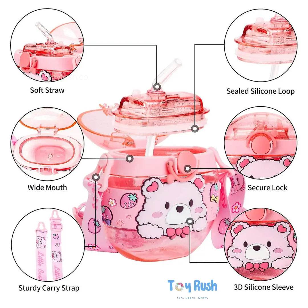 3D Cartoon Round Shape Animal Design Water Bottle - Toy Rush