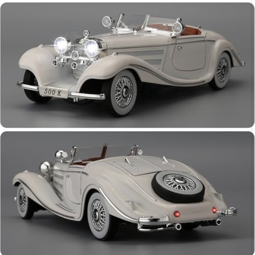 1:24 Scale Mercedes-Benz 500K Diecast Model Car – Collector’s Luxury Edition with Functional Features & Working Lights | Pull Back (Assorted Colors)