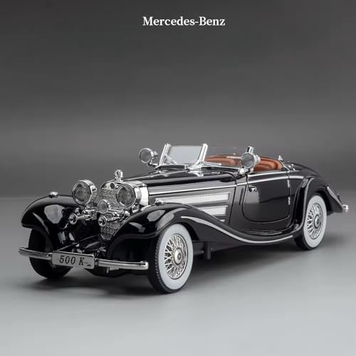 1:24 Scale Mercedes-Benz 500K Diecast Model Car – Collector’s Luxury Edition with Functional Features & Working Lights | Pull Back (Assorted Colors)