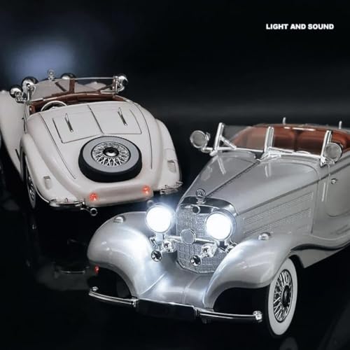 1:24 Scale Mercedes-Benz 500K Diecast Model Car – Collector’s Luxury Edition with Functional Features & Working Lights | Pull Back (Assorted Colors)