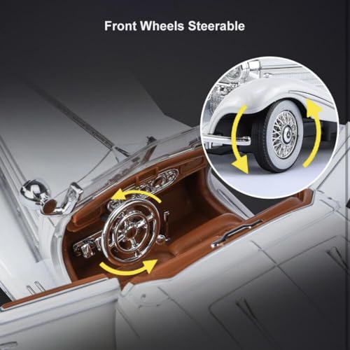 1:24 Scale Mercedes-Benz 500K Diecast Model Car – Collector’s Luxury Edition with Functional Features & Working Lights | Pull Back (Assorted Colors)