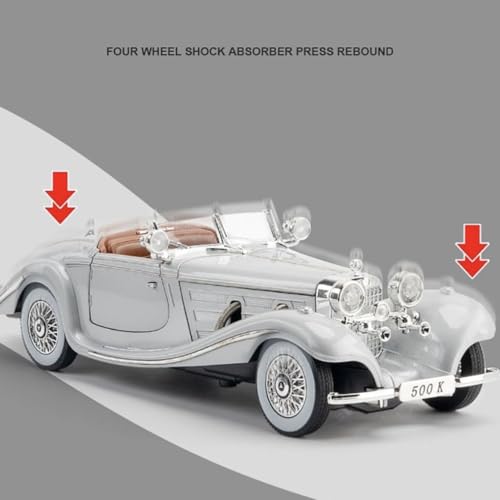 1:24 Scale Mercedes-Benz 500K Diecast Model Car – Collector’s Luxury Edition with Functional Features & Working Lights | Pull Back (Assorted Colors)