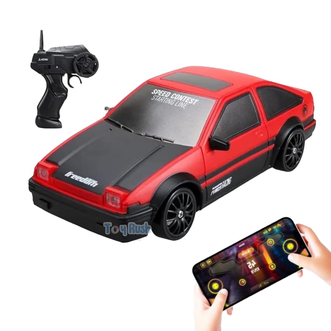 High-Speed Drift RC Car – Dual Control via Remote & Smartphone App