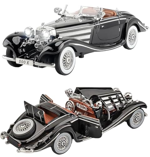 1:24 Scale Mercedes-Benz 500K Diecast Model Car – Collector’s Luxury Edition with Functional Features & Working Lights | Pull Back (Assorted Colors)