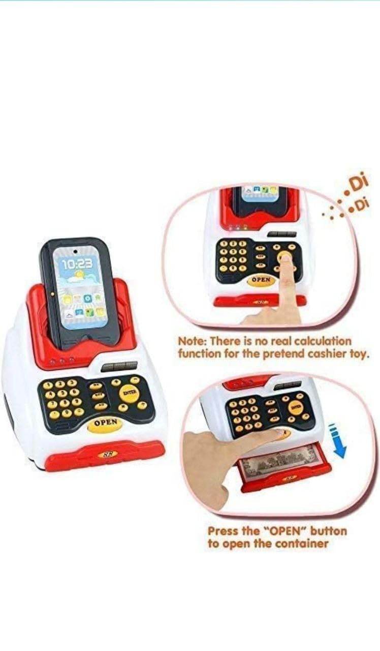 Supermarket Cash Register for Kids with Checkout Scanner and Food and more, Pretend Play Set - Toy Rush