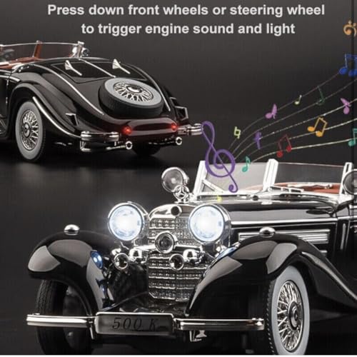 1:24 Scale Mercedes-Benz 500K Diecast Model Car – Collector’s Luxury Edition with Functional Features & Working Lights | Pull Back (Assorted Colors)