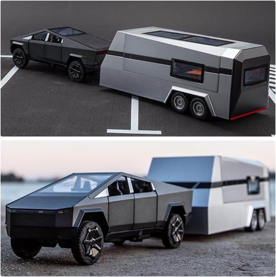 1:32 Scale Tesla Cybertruck Model Toy Pull Back with Pick-Up Truck, Alloy Diecast Toys for Kids - Toy Rush