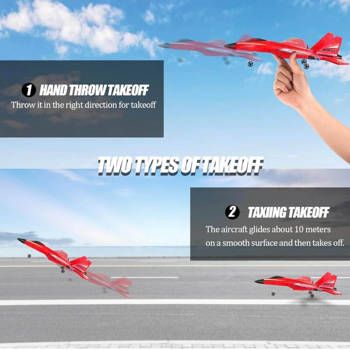 2.4GHz Remote Control Airplane RC Glider for Beginner Adult Kids, Easy to Fly EPP Foam Aircraft Fighter - Toy Rush