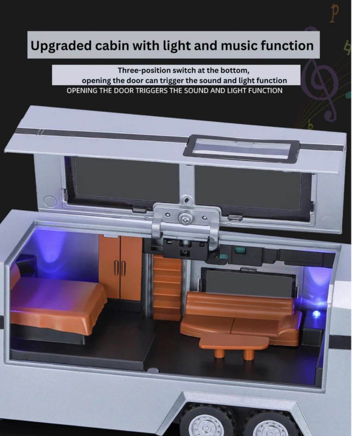 Mercedes-Benz G Wagon with Pick-UP Trailer 1:32 DIECAST Metal Pullback Toy CAR with OPENABLE Doors & Light, Music - Toy Rush