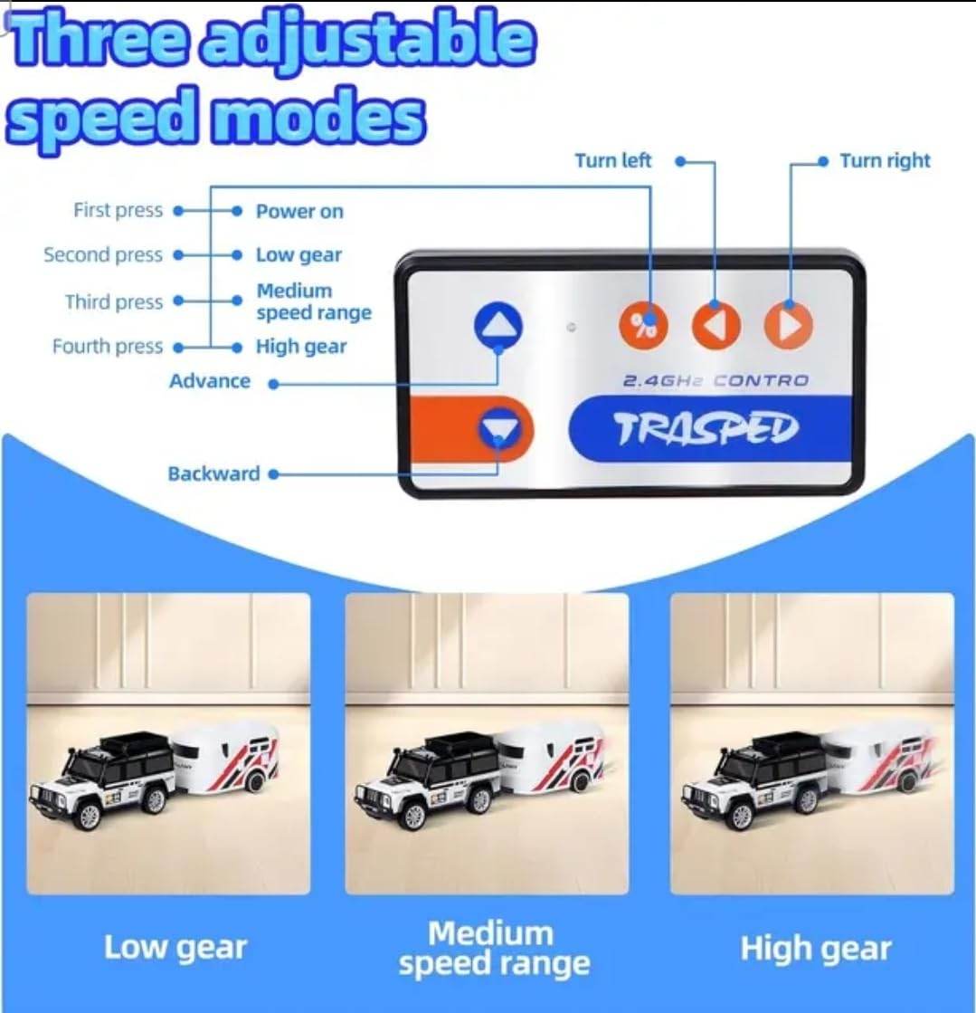 Mini RC Metal Alloy Car With Trailer Off-Road Adjustable Speed - Toy Rush