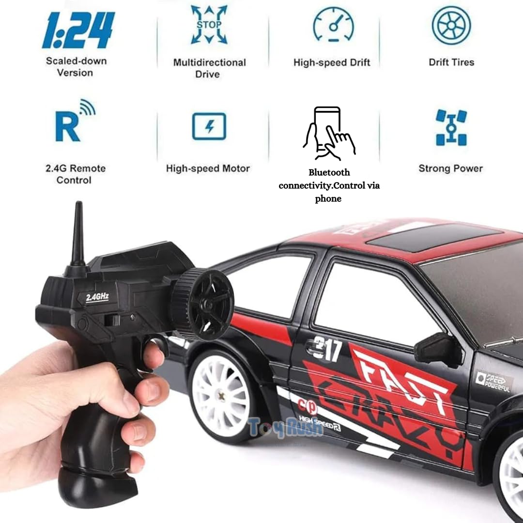 High-Speed Drift RC Car – Dual Control via Remote & Smartphone App
