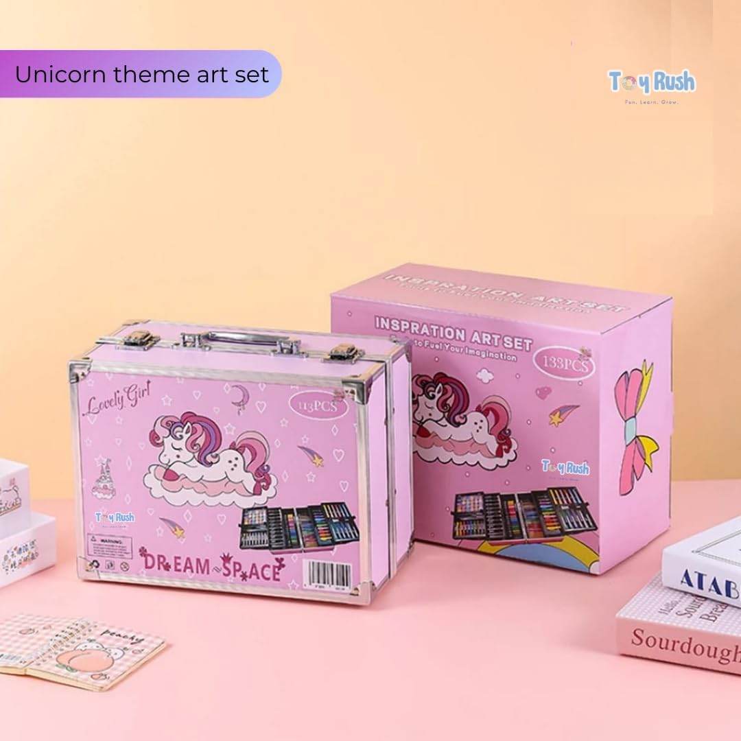 Art Kit For Kids, Aluminum Case Box With Drawing Book, 133Pcs Art Gift Set - Toy Rush