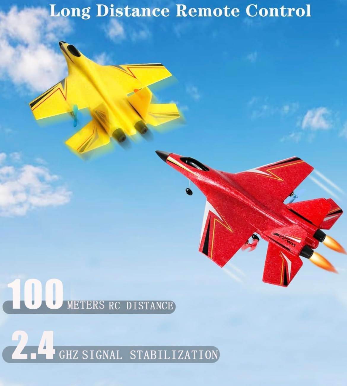 2.4GHz Remote Control Airplane RC Glider for Beginner Adult Kids, Easy to Fly EPP Foam Aircraft Fighter - Toy Rush