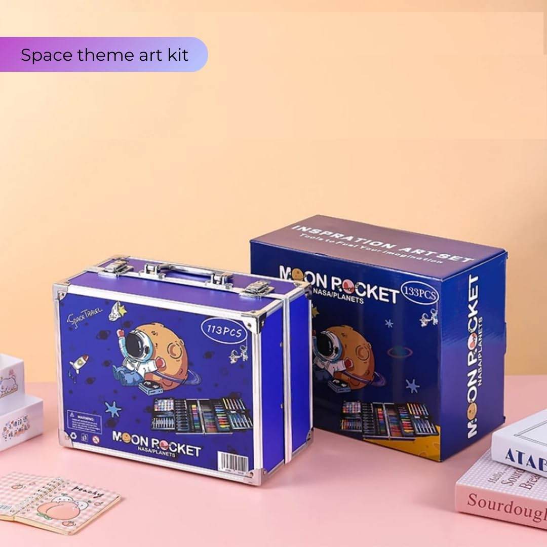 Art Kit For Kids, Aluminum Case Box With Drawing Book, 133Pcs Art Gift Set - Toy Rush