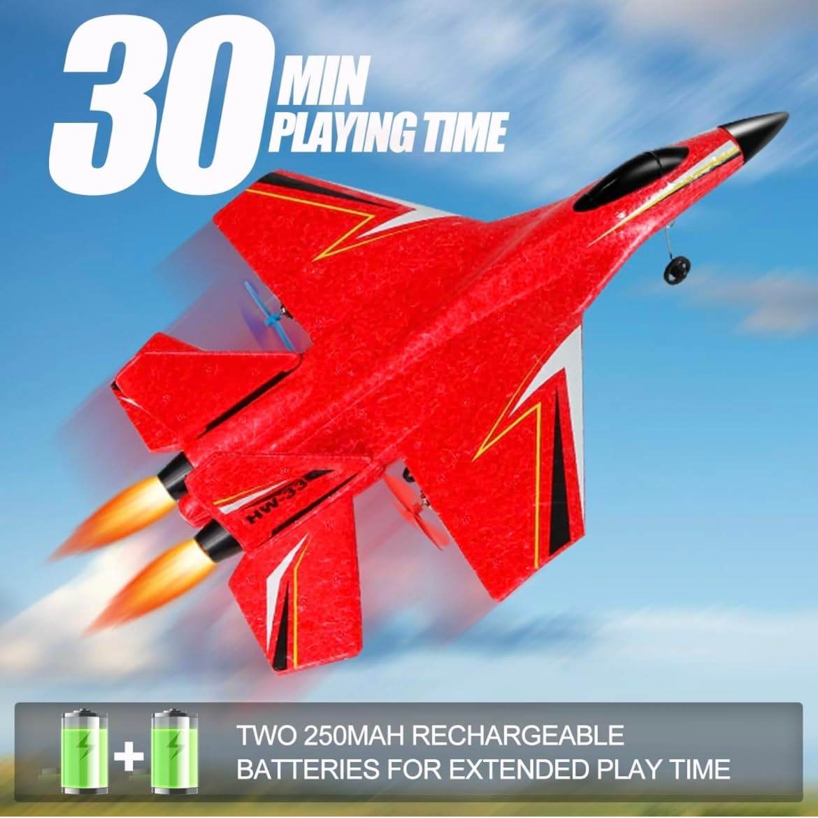 2.4GHz Remote Control Airplane RC Glider for Beginner Adult Kids, Easy to Fly EPP Foam Aircraft Fighter - Toy Rush