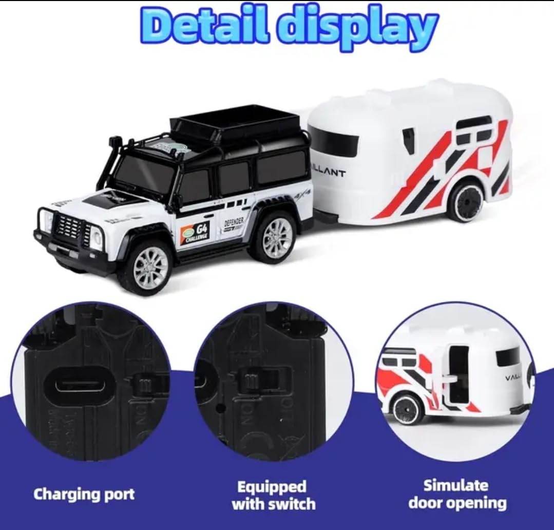 Mini RC Metal Alloy Car With Trailer Off-Road Adjustable Speed - Toy Rush