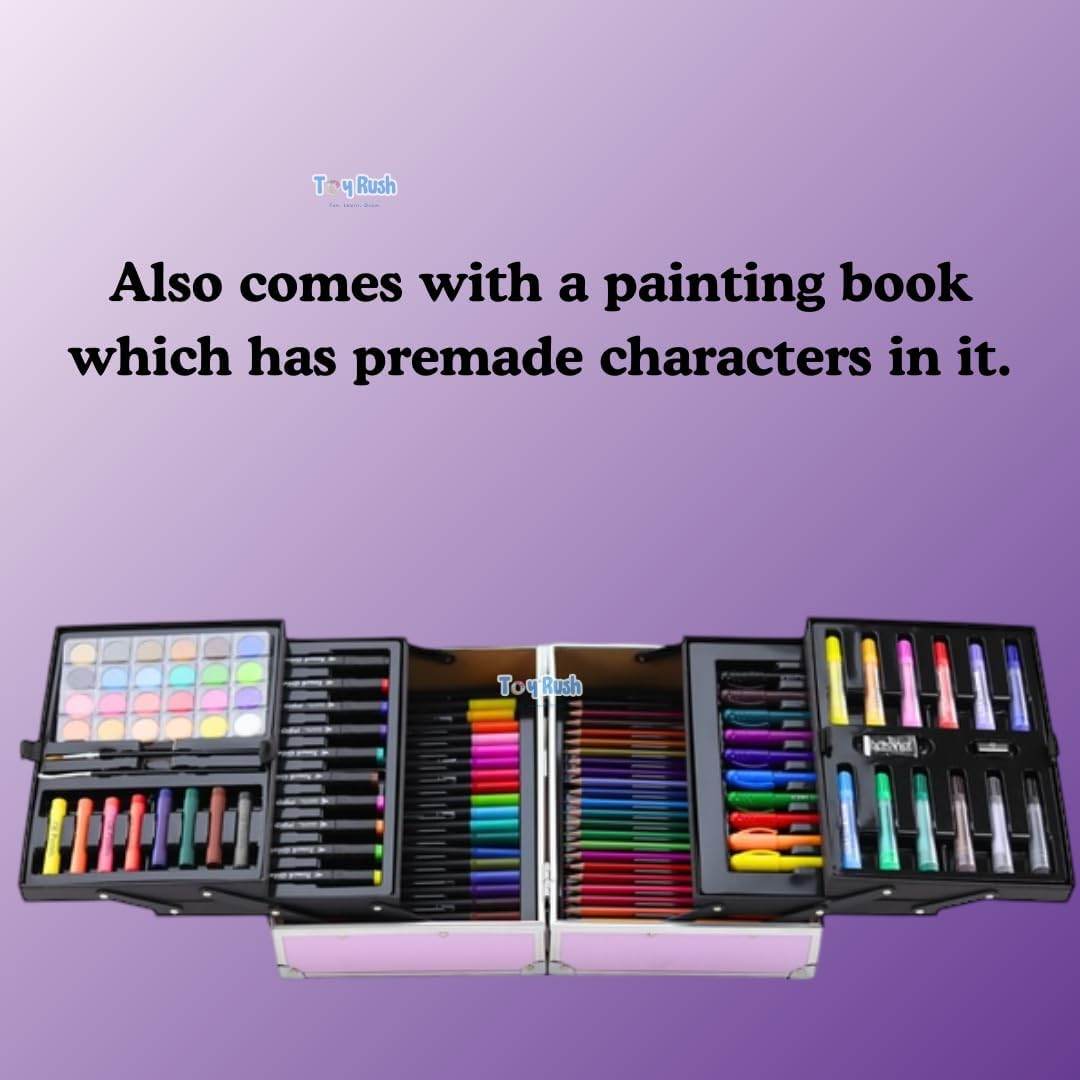 Art Kit For Kids, Aluminum Case Box With Drawing Book, 133Pcs Art Gift Set - Toy Rush
