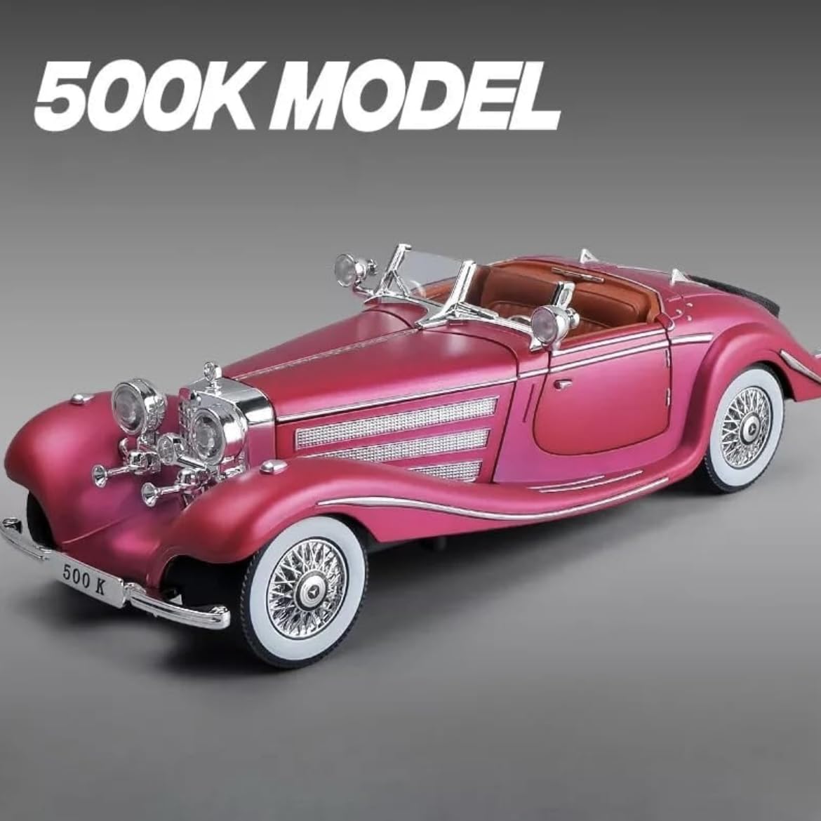 1:24 Scale Mercedes-Benz 500K Diecast Model Car – Collector’s Luxury Edition with Functional Features & Working Lights | Pull Back (Assorted Colors)