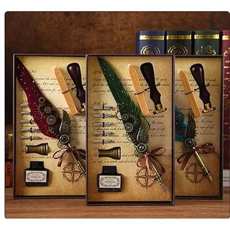 Quill Pen Set, Antique Calligraphy Feather Pen Set | Premium Gift Box - Toy Rush