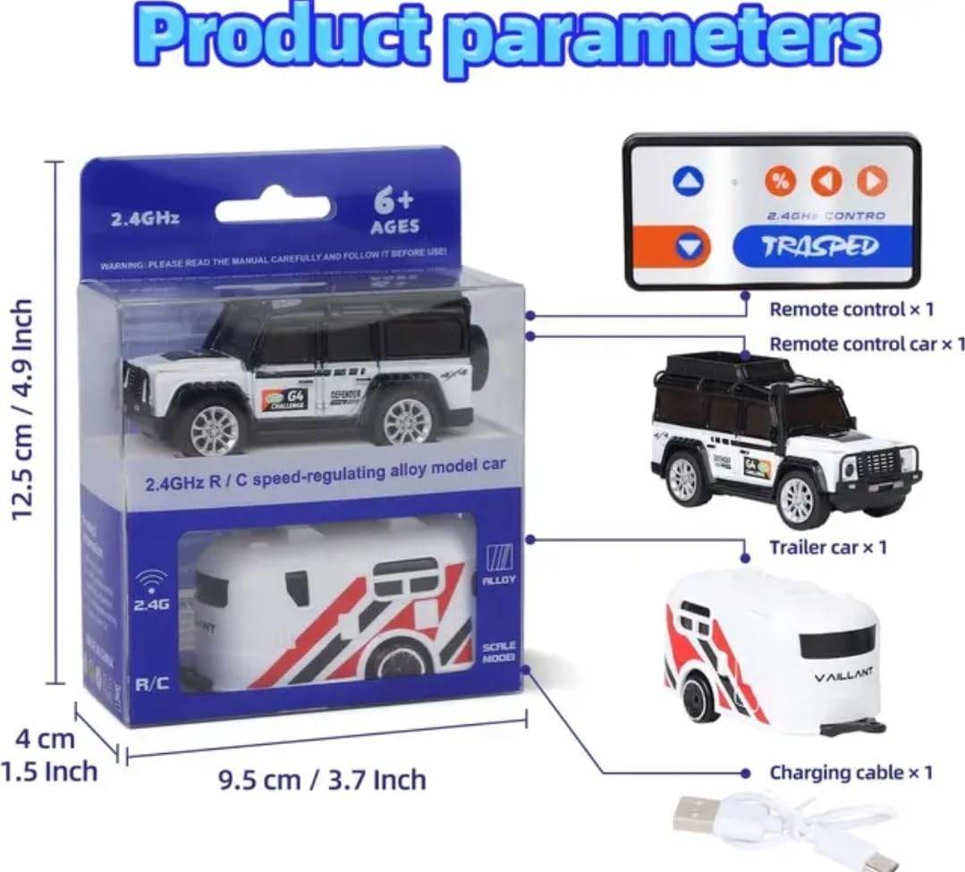 Mini RC Metal Alloy Car With Trailer Off-Road Adjustable Speed - Toy Rush