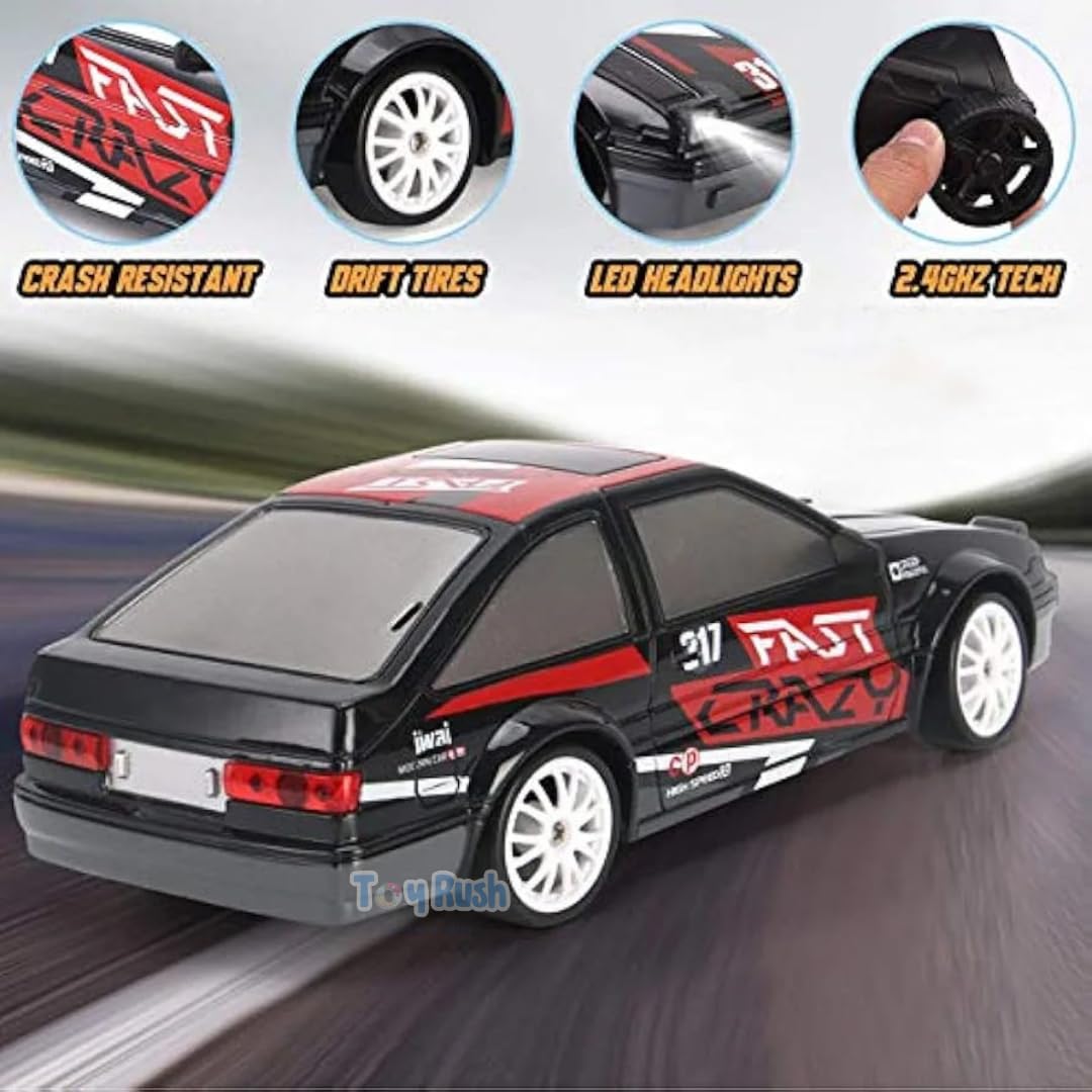High-Speed Drift RC Car – Dual Control via Remote & Smartphone App