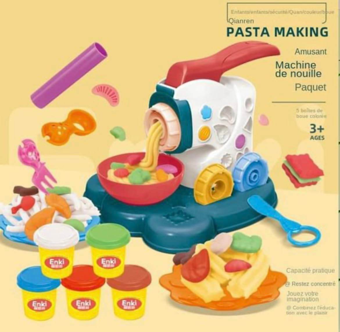 DIY Pretend Play Clay Dough Set, Noodle & Pasta Machine (23 Pcs) - Toy Rush