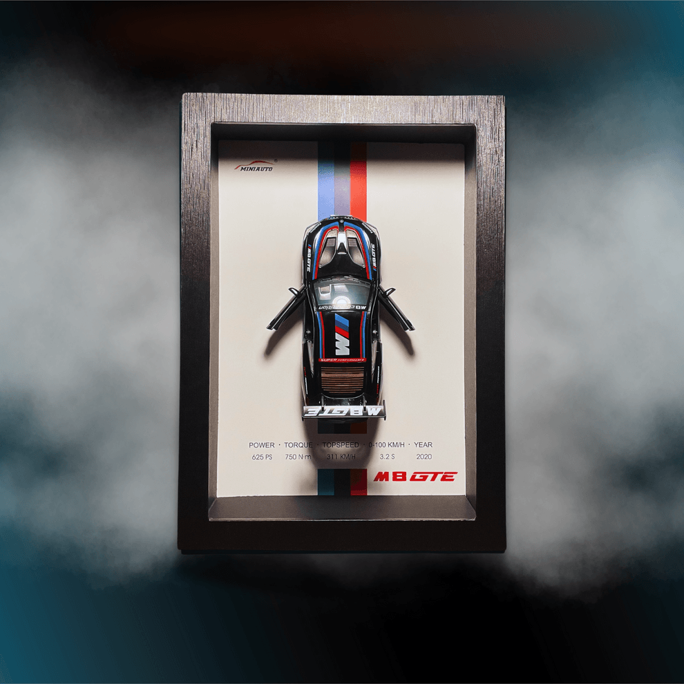 3D Car Frame Wall Art | Wooden Frame with Removable Die-Cast Cars, Lights, Pull-Back Action, Collectible Display for Car Lovers - Toy Rush