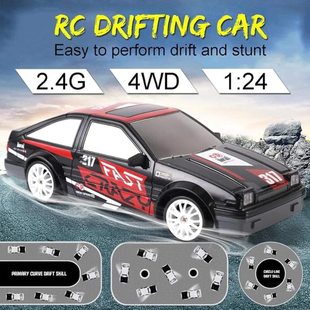 High-Speed Drift RC Car – Dual Control via Remote & Smartphone App