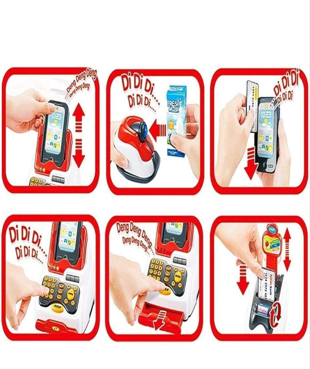 Supermarket Cash Register for Kids with Checkout Scanner and Food and more, Pretend Play Set - Toy Rush