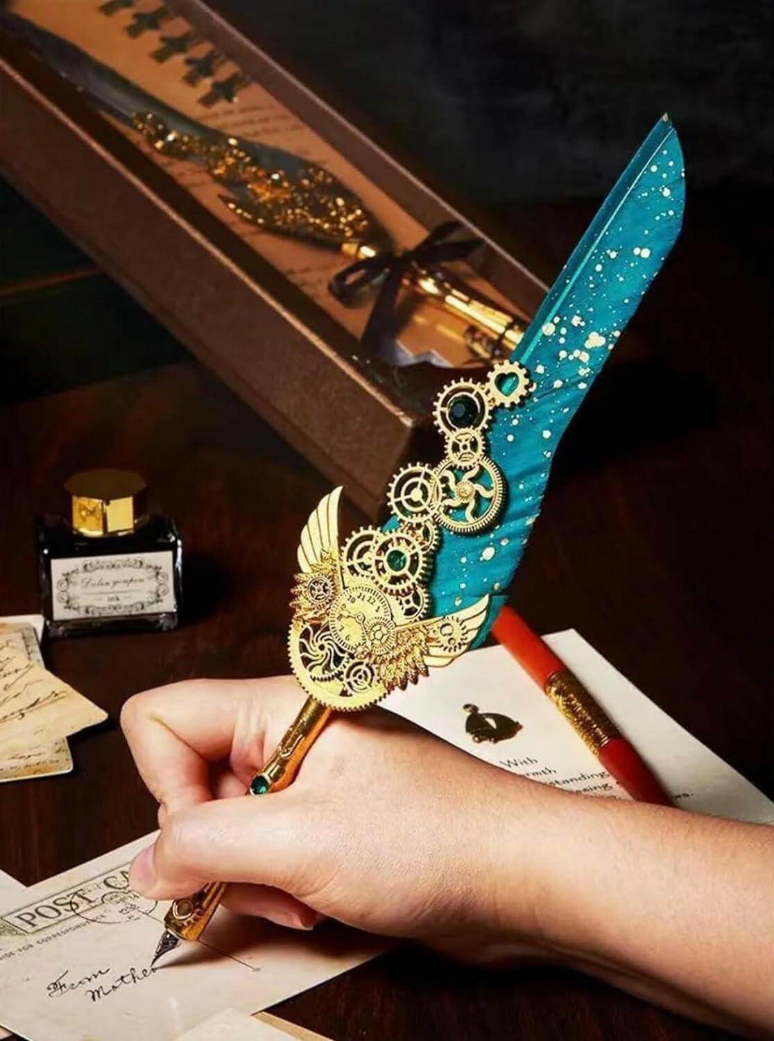 Quill Pen Set, Antique Calligraphy Feather Pen Set | Premium Gift Box - Toy Rush