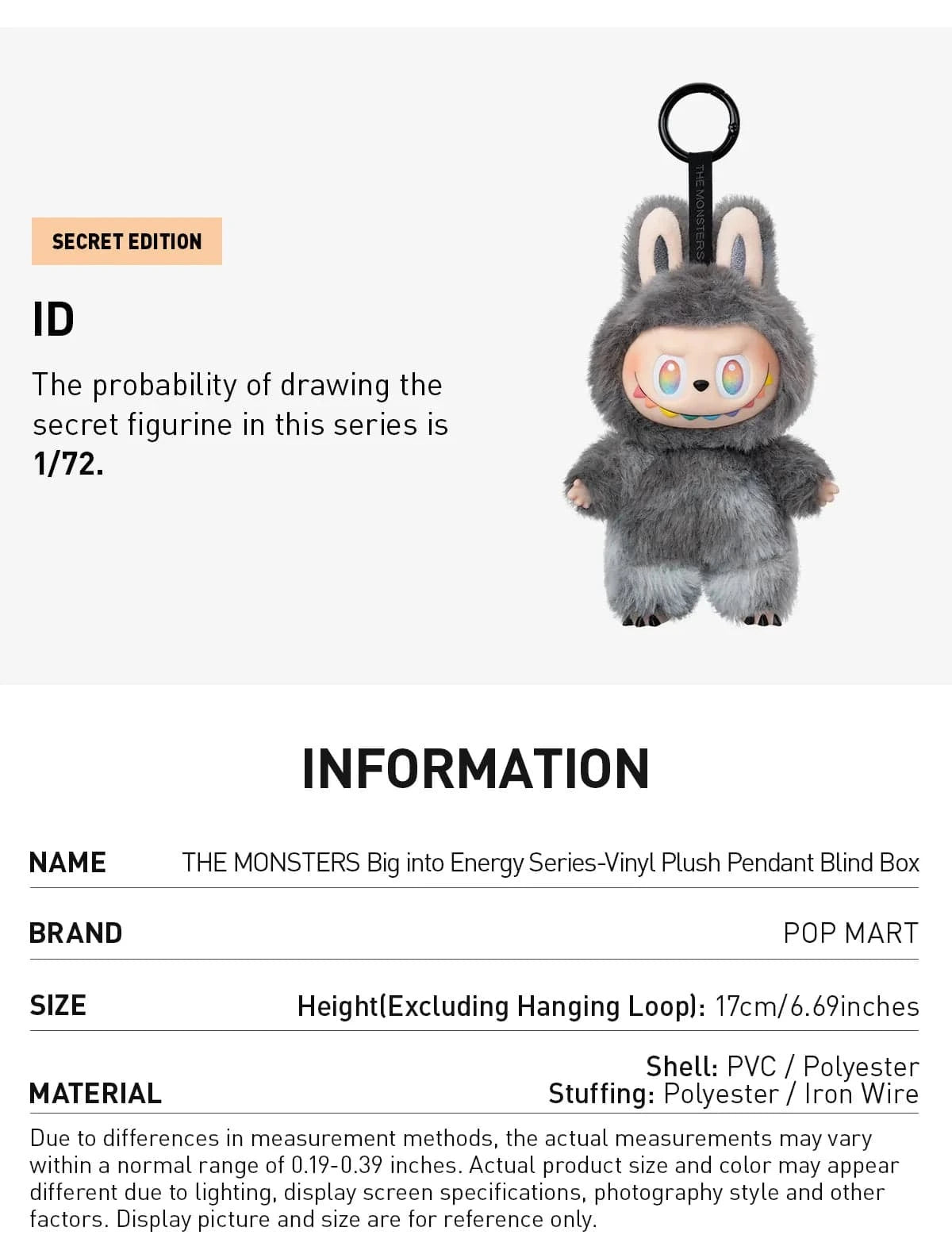 Pop Mart Labubu The Monsters Big Into Energy Series Vinyl Plush Pendant Sealed Case