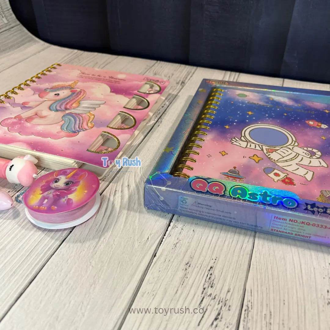 Cute Unicorn / Space Diary Set For Kids - Toy Rush