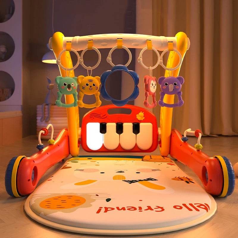 2 in 1 Baby Activity Walker with Convertible Play Gym - Play Piano, Lights, Rattles & Playmat for Babies & Toddlers - Toy Rush