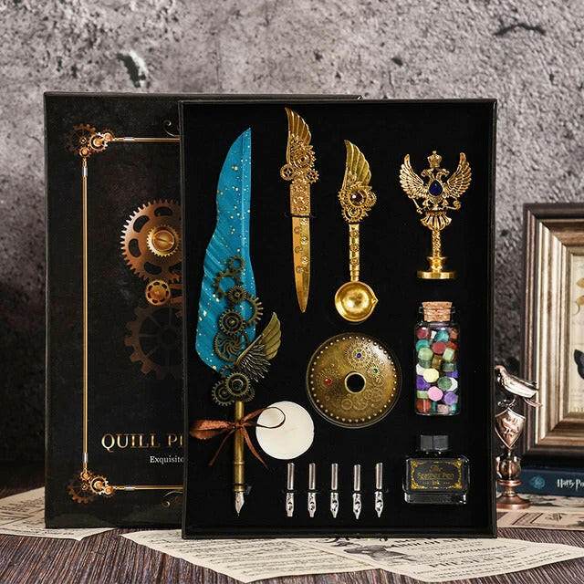 Quill Pen Set, Antique Calligraphy Feather Pen Set | Premium Gift Box - Toy Rush