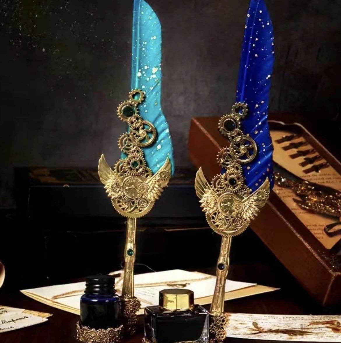 Quill Pen Set, Antique Calligraphy Feather Pen Set | Premium Gift Box - Toy Rush