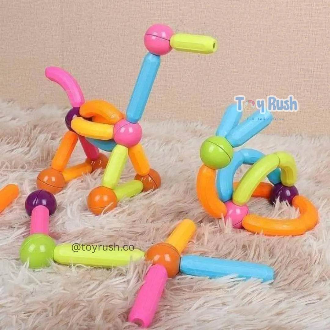Magnetic Big Bars & Balls Jar | 56 pcs - Toy Rush