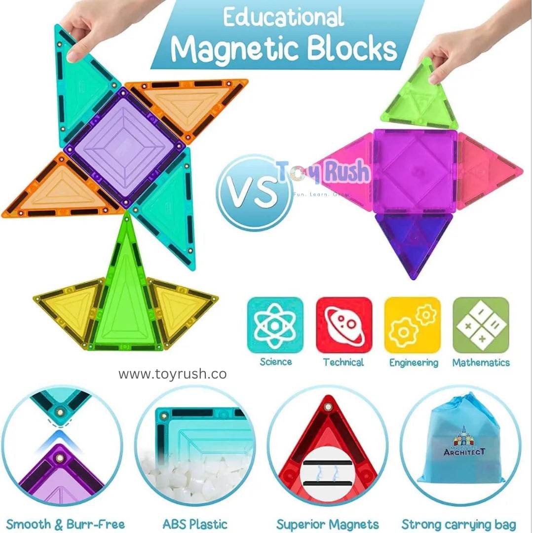 Magnetic tiles 130pcs set - Toy Rush