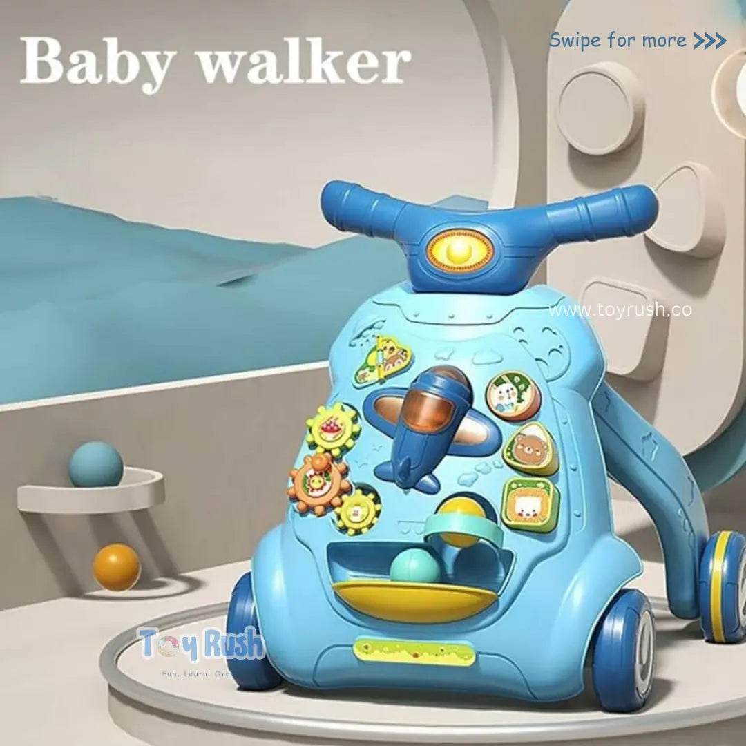 Multi-Functional Space Theme Baby Walker | With Music, Lights & Early Development Activities - Toy Rush
