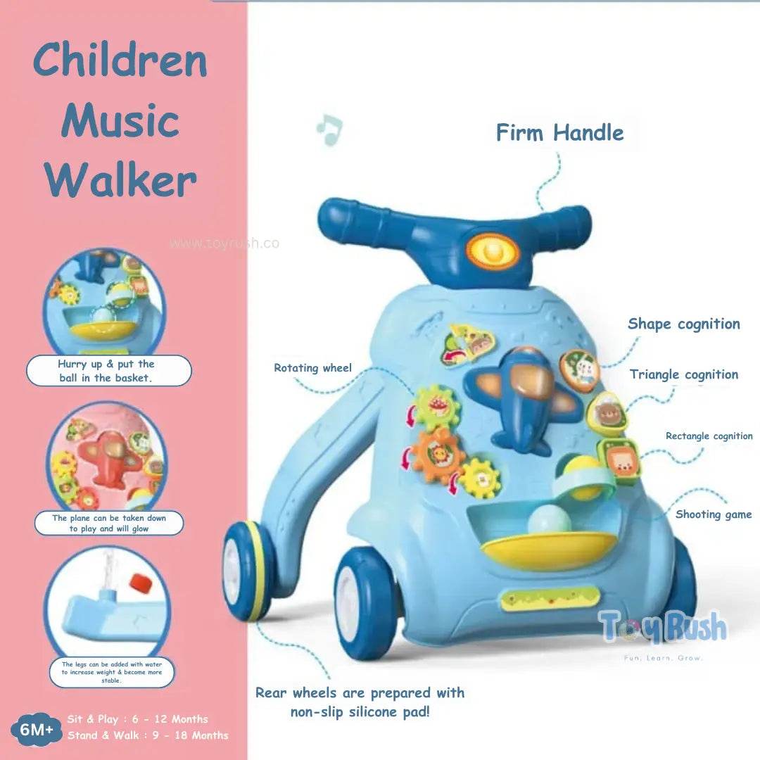 Multi-Functional Space Theme Baby Walker | With Music, Lights & Early Development Activities - Toy Rush