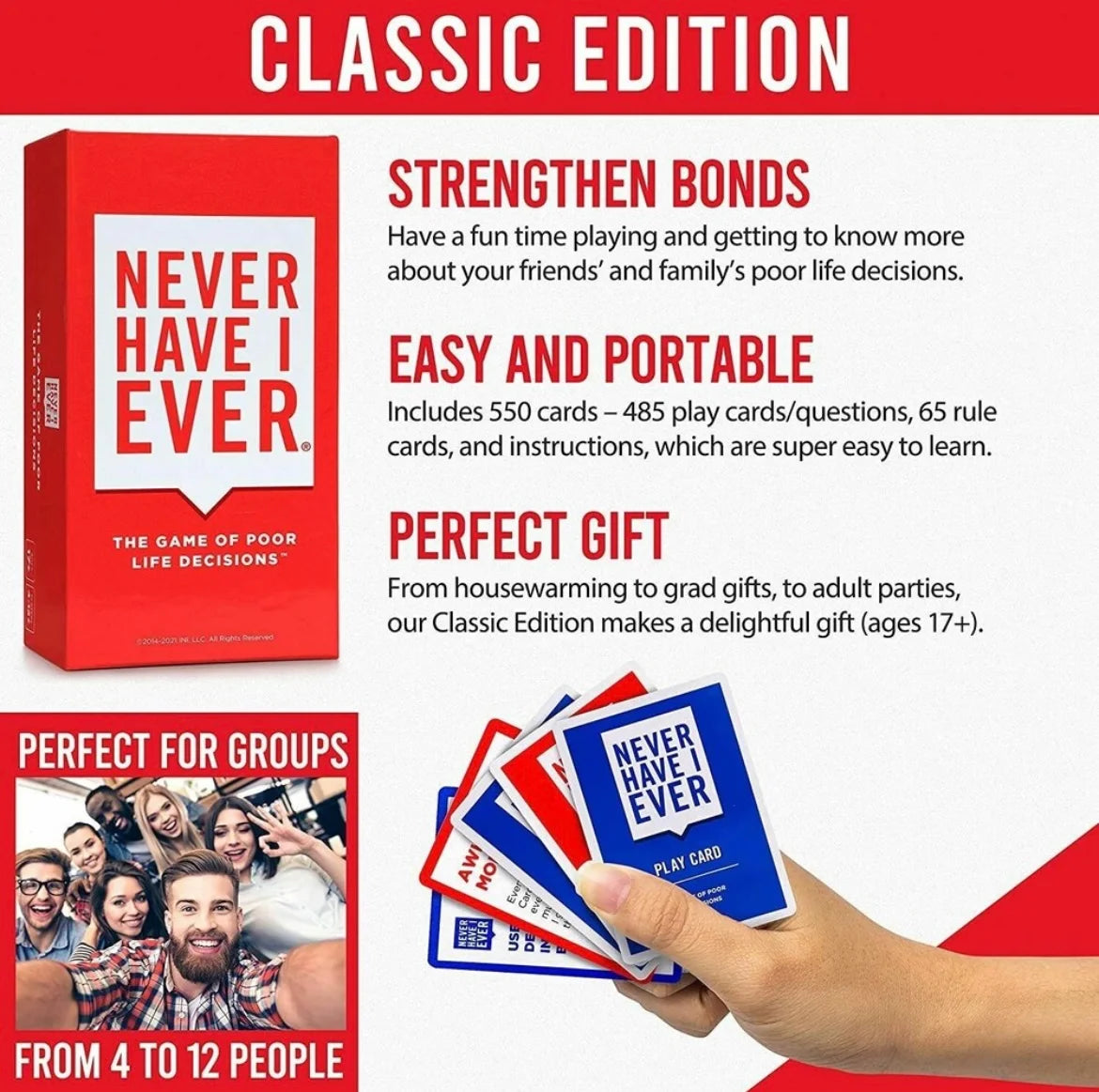 Never Have I Ever Party Game β Classic Edition | Hilarious Adult Card Game for Friends & Family Nights