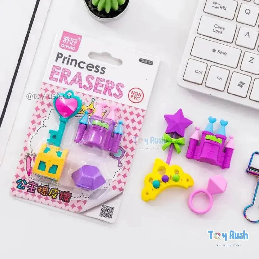 Princess Theme Cute Erasers | Quirky Stationery (4 Pcs Set) - Toy Rush