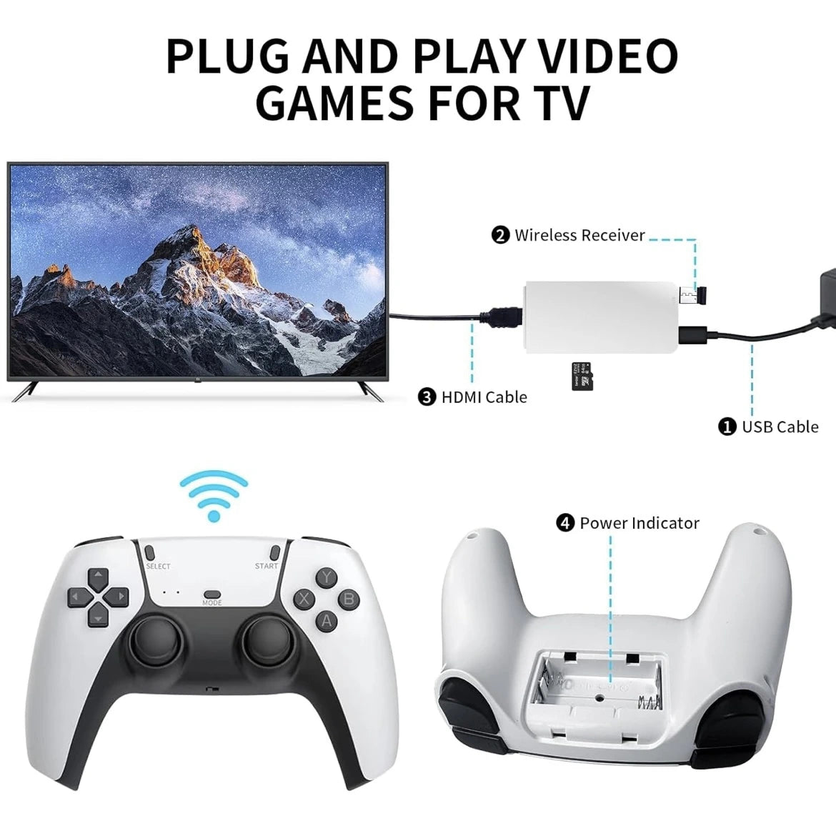 Exclusive Wireless Video Game for Tv 2 Player Gaming | Classic Retro Games | 2.4G Wireless Controllers