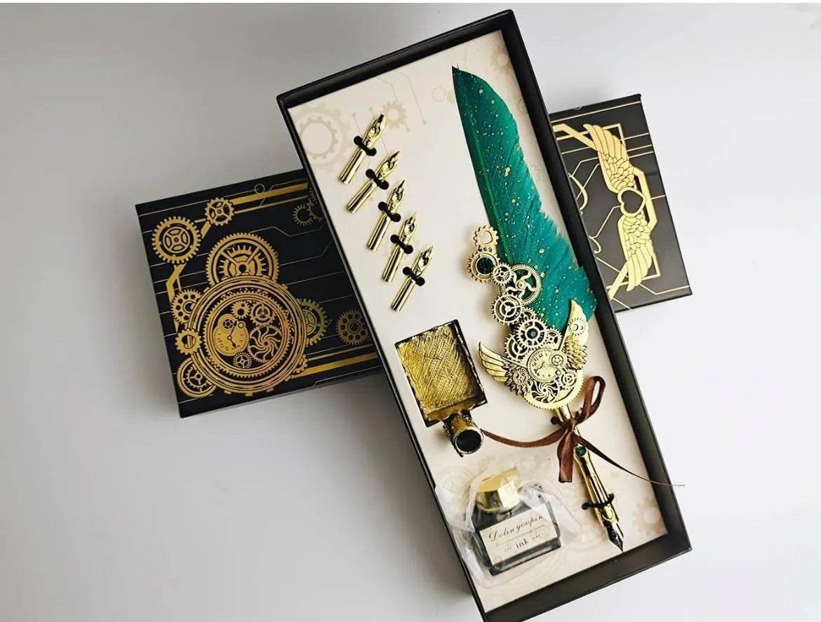Quill Pen Set, Antique Calligraphy Feather Pen Set | Premium Gift Box - Toy Rush