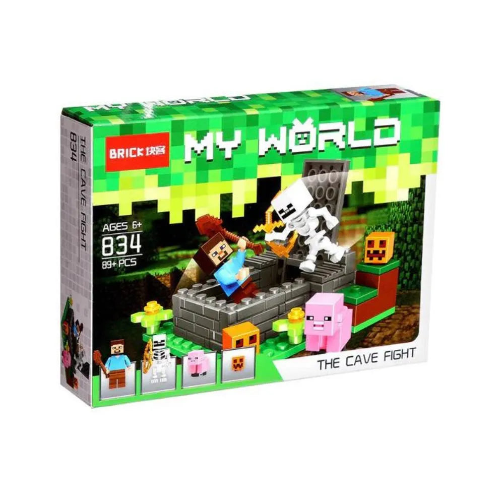 Minecraft Lego Style Bricks 96+ Pcs | The Cave Fight