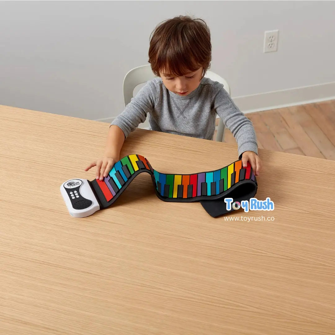 Kids Roll-Up Piano Keyboard – Portable Rainbow Musical Keyboard Toy with Speaker & Recording