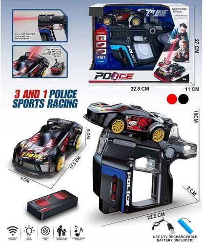 Infrared Battle RC Car Toy with Gun Controller – Shoot, Flip & Race | Rechargeable 2.4G Remote Car