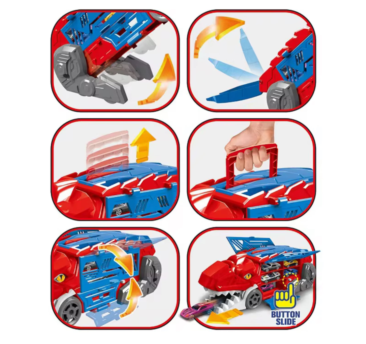 2-in-1 Dinosaur Parking Lot Playset with Track Slide & One-Touch Ejection