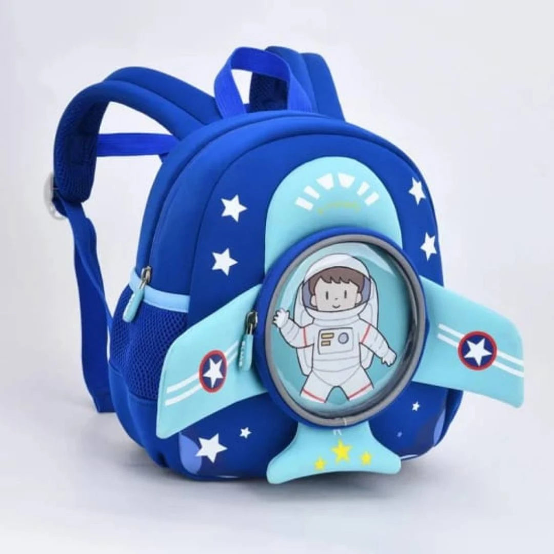 3D Astronaut Plane School Backpack Blue